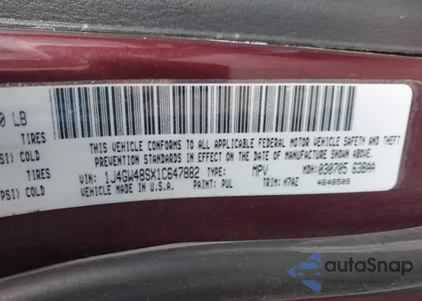 2001 Jeep Grand Cherokee Laredo from USA, damaged, VIN 1J4GW48SX1C647882